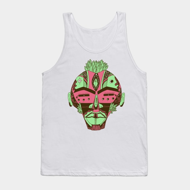 Pink and Mint African Mask 4 Tank Top by kenallouis